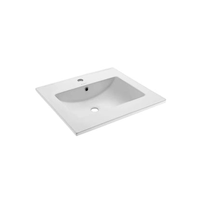 24 in. Ceramic Single Faucet Hole Vanity Top in White with White Basin