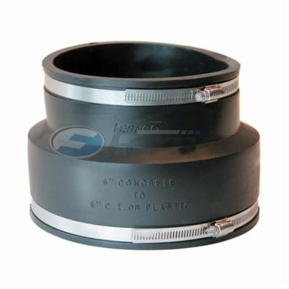 Transition Coupling, 6 in, Concrete x Plastic/Cast Iron, Flexible PVC
