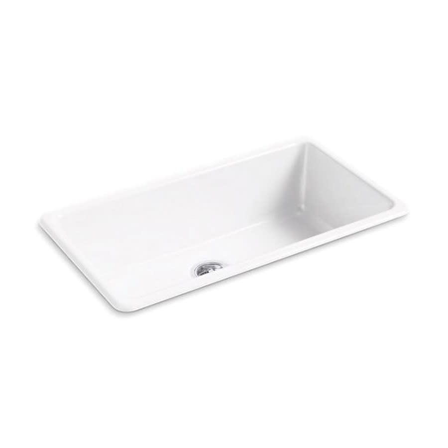 Iron/Tones® Single Bowl Kitchen Sink, Top/Under Mount, 33 x 18-3/4 in, 9-5/8 in Bowl Depth, Cast Iron, White