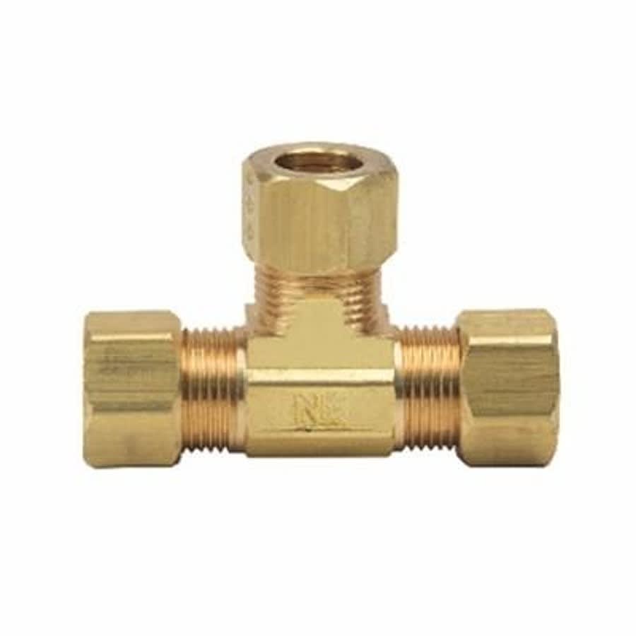 Tee, 3/8 in, Comp, Brass, Rough Brass, Domestic