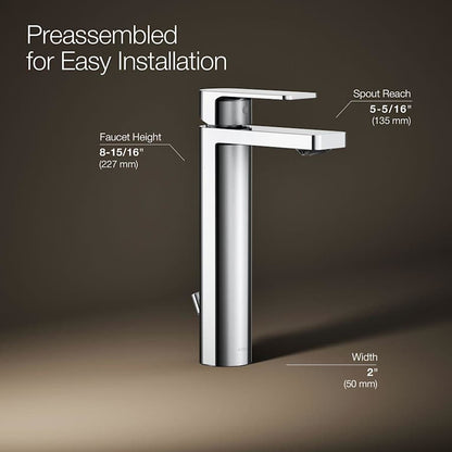 Parallel 0.5 GPM Single Hole Bathroom Faucet with Pop-Up Drain Assembly