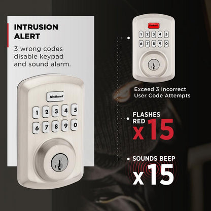 Powerbolt 250 10-Button Keypad Satin Nickel Transitional Electronic Deadbolt Door Lock