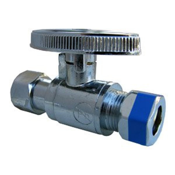 Multi Turn Straight Stop, 3/8 in, Comp, Chrome