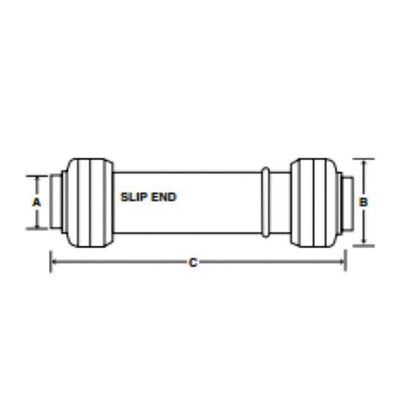Coupling, 1 in, Push, Brass