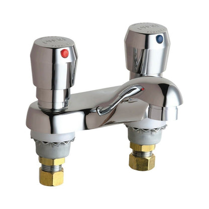 Metering Lavatory Faucet, ADA, 2 Handle, 2-Hole, 0.5 gpm, Polished Chrome