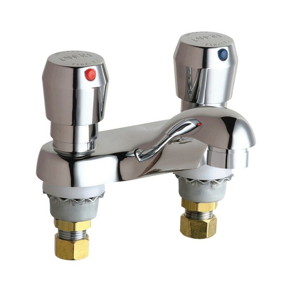Metering Lavatory Faucet, ADA, 2 Handle, 2-Hole, 0.5 gpm, Polished Chrome