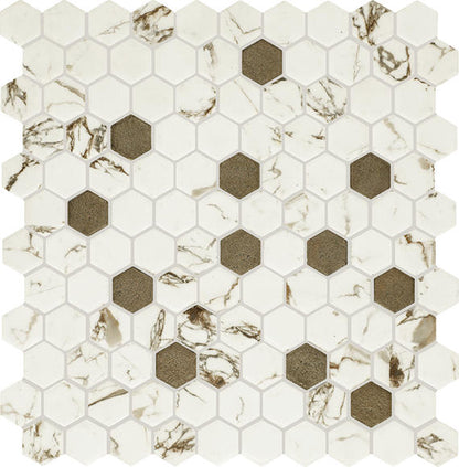 Uptown Glass Posh Bronze Hexagon 1X1 Mixed