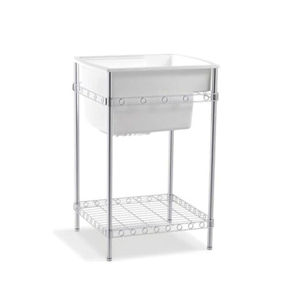 Latitude® Utility Sink, 1 Basin, Floor Mount, 3-Hole, Solid Surface, White