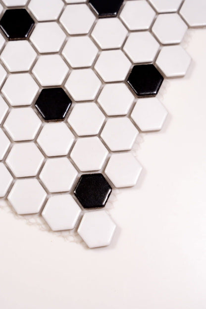 1x1 White and Black Hexagon