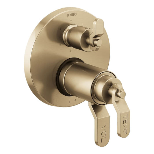 Litze Thermostatic Valve Trim with Integrated Volume Control and 6 Function Diverter for Three Shower Applications - Less Rough-In