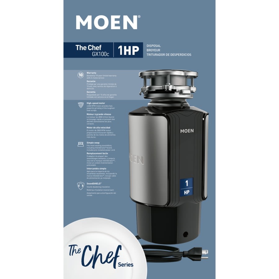 GX 1 HP Continuous Garbage Disposal with SoundSHIELD Technology, Vortex Motor and Power cord included.