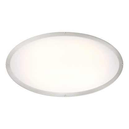 DC Series 32 in. 1-Light Modern Brushed Nickel Selectable Dimmable LED Oval Flush Mount with White Acrylic Shade