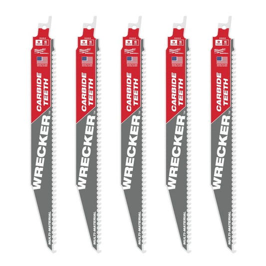 SAWZALL® The Wrecker™ Carbide Tip Reciprocating Saw Blade, 9 in L, 6 tpi, 0.05 in THK