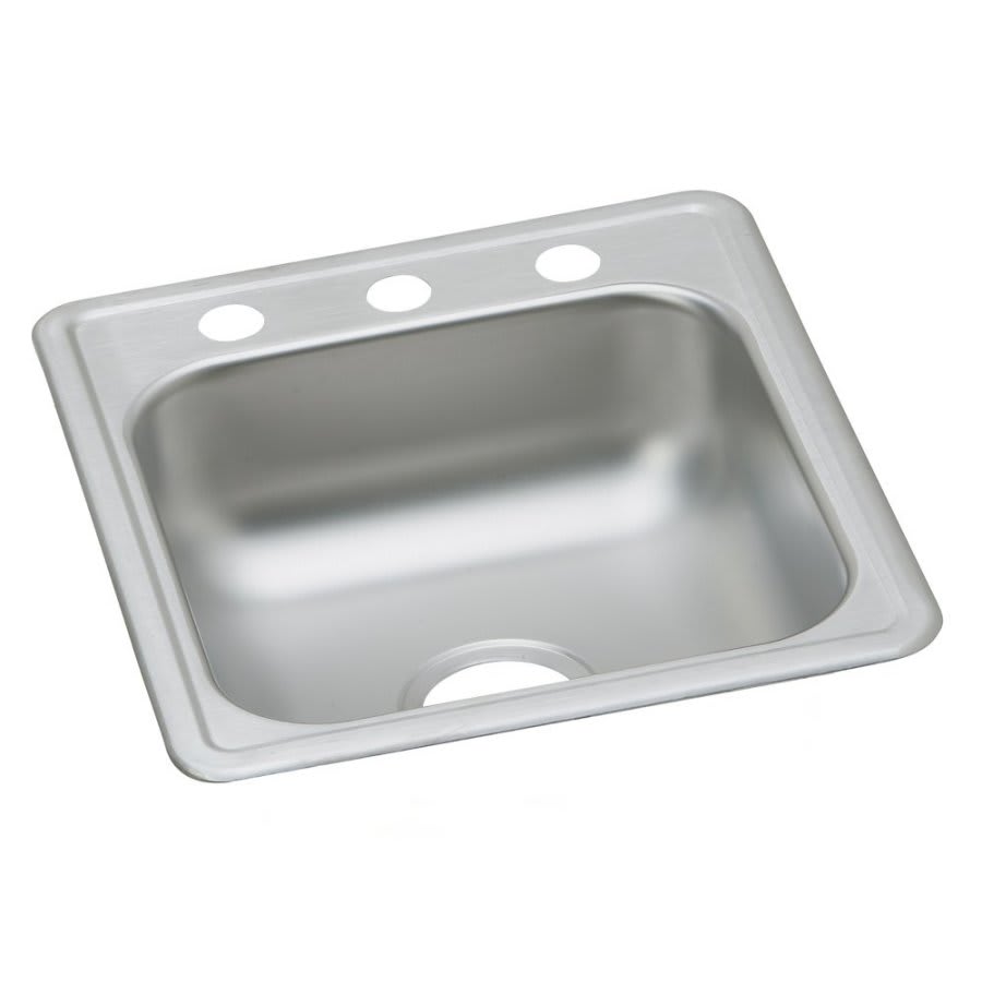 Dayton® Single Bowl Bar Sink, Top Mount, ADA, 19 17 x 19 in, 6 in Bowl Depth, 3-Hole, 22 ga Satin Steel, Stainless