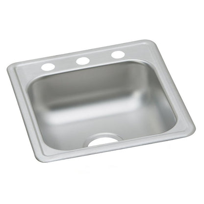 Dayton® Single Bowl Bar Sink, Top Mount, ADA, 19 17 x 19 in, 6 in Bowl Depth, 3-Hole, 22 ga Satin Steel, Stainless