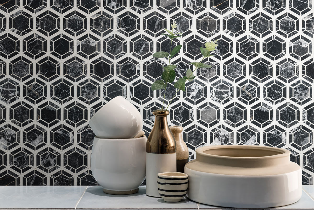 Hexagono Nero Hexagon Mosaic Tile