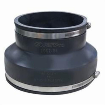 Transition Coupling, 8 x 6 in, Clay x Cast Iron/Plastic, Flexible PVC