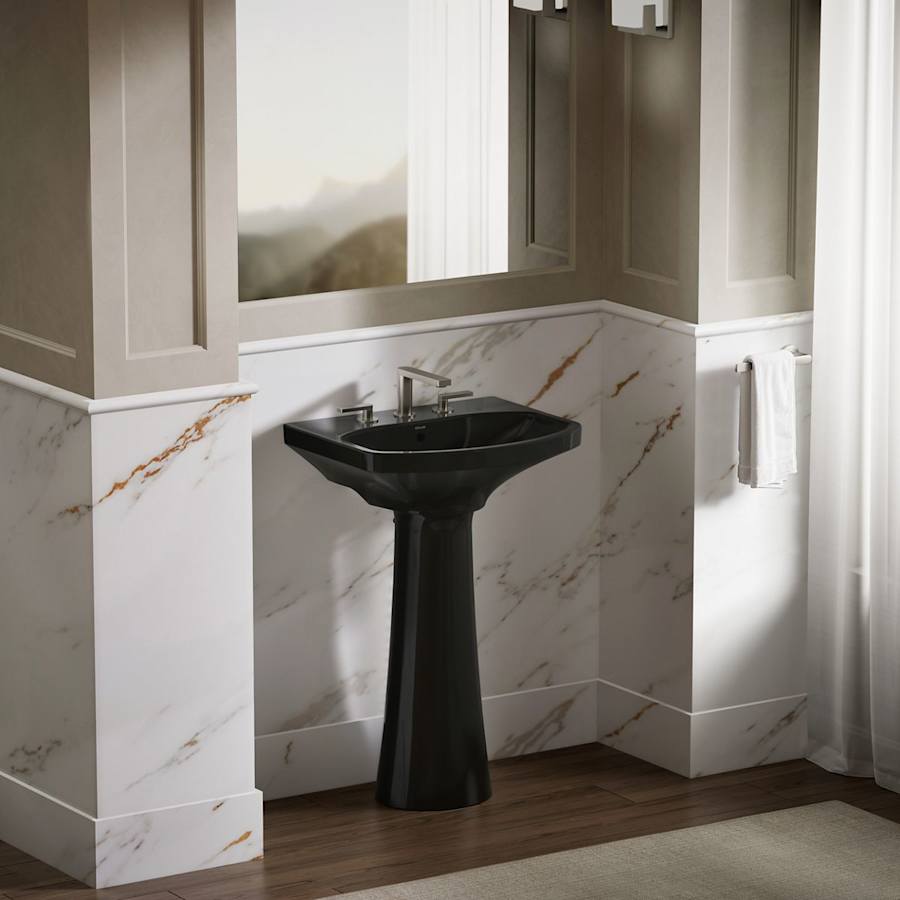 Cimarron 21" Pedestal Bathroom Sink with 3 Holes Drilled and Overflow