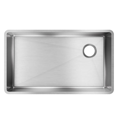 Crosstown® Single Bowl Kitchen Sink, Under Mount, 31-1/2 x 18-1/2 in, 9 in Bowl Depth, 18 ga Polished Satin Steel, Stainless