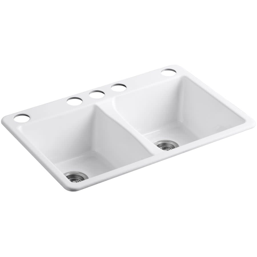 Deerfield 33" Double Basin Under-Mount Enameled Cast-Iron Kitchen Sink