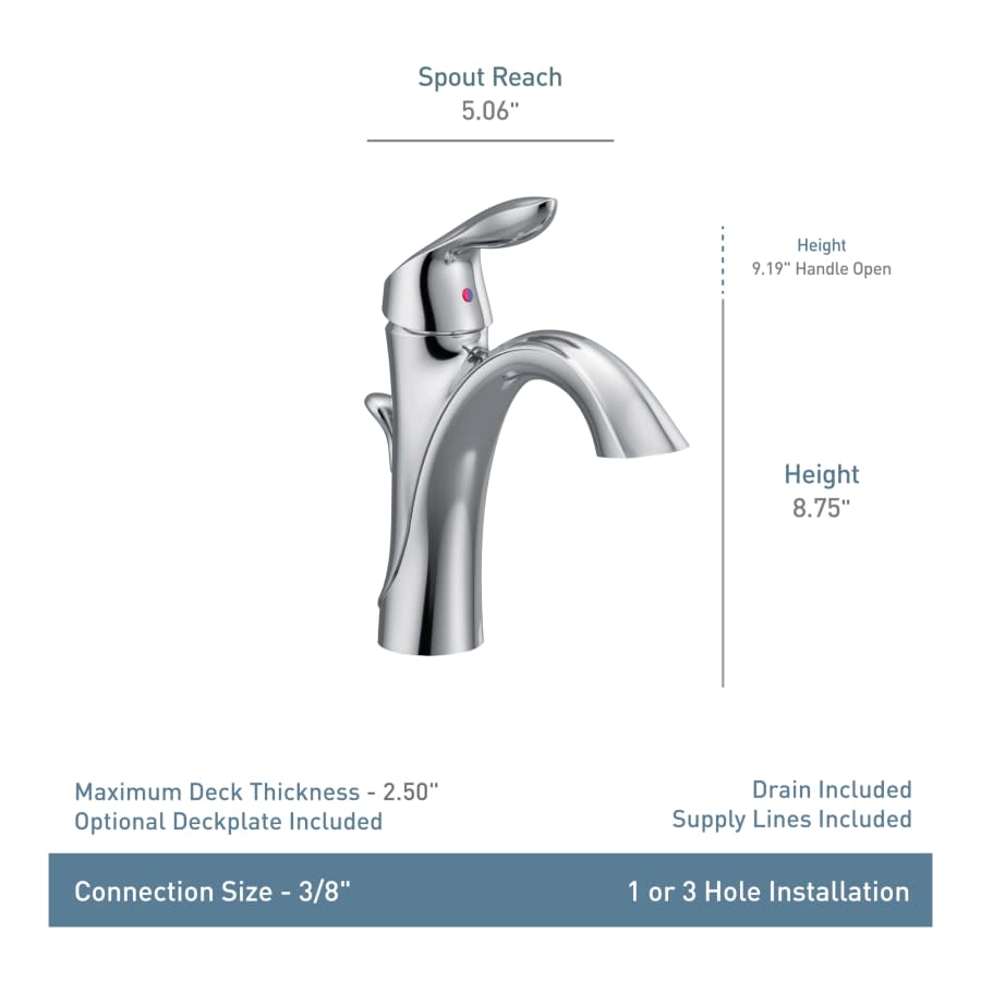 Single Handle Single Hole Bathroom Faucet from the Eva Collection (Valve Included)