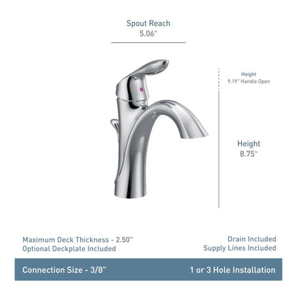 Single Handle Single Hole Bathroom Faucet from the Eva Collection (Valve Included)