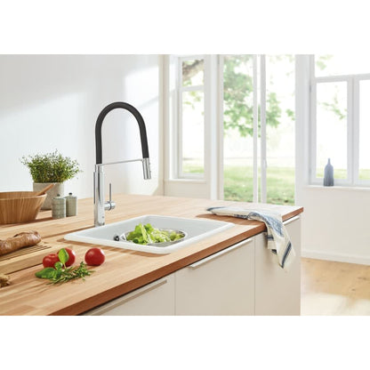 Pre-Rinse Spray Kitchen Faucet with Locking Push Button Control