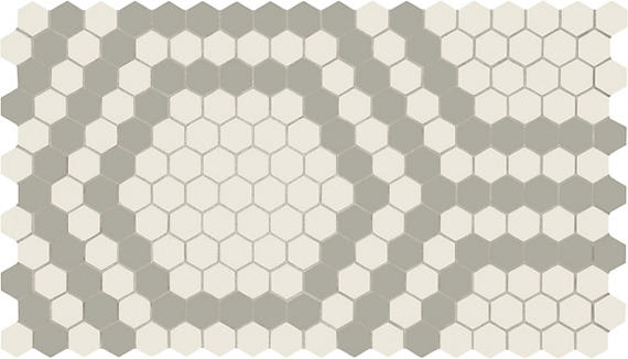 Unglazed Mosaics Ice White/Light Smoke Hex Hexagon 1X1 Matte