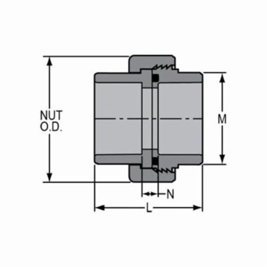 Union, 3/4 in, Socket, SCH 80/XH, CPVC