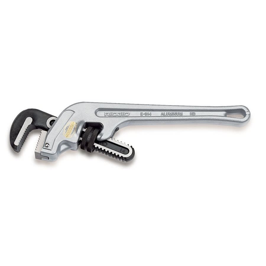 End Pipe Wrench, 2-1/2 in, 18 in OAL, Floating Forged Hook Jaw, Aluminum Handle, Silver