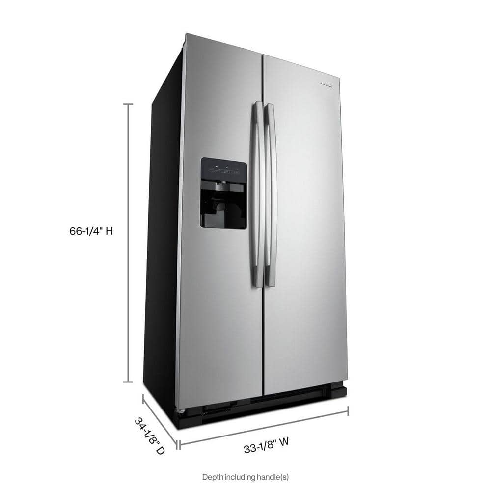 33" Width 21.4 cu. ft. Side by Side Refrigerator in Stainless Steel