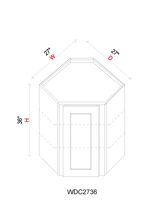 Wall Diagonal Corner Cabinet - 27"W x 36"H x 12"D