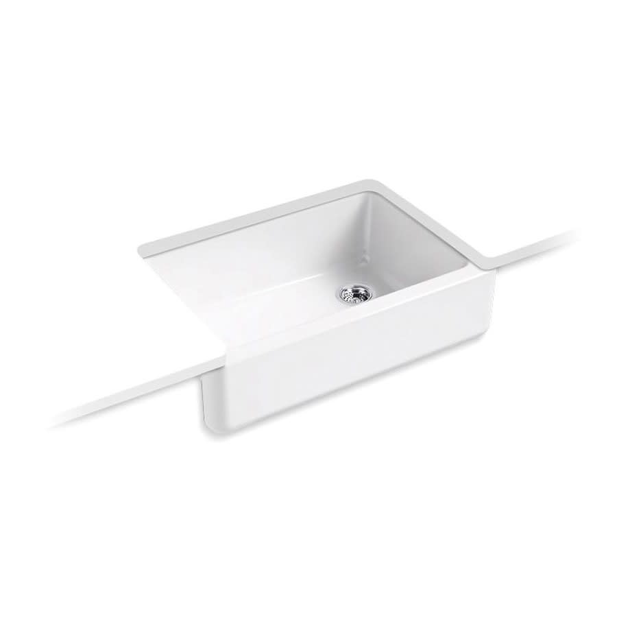 Whitehaven® Single Bowl Kitchen Sink, Under Mount, 32-11/16 x 21-9/16 in, 8-13/16 in Bowl Depth, Cast Iron, White