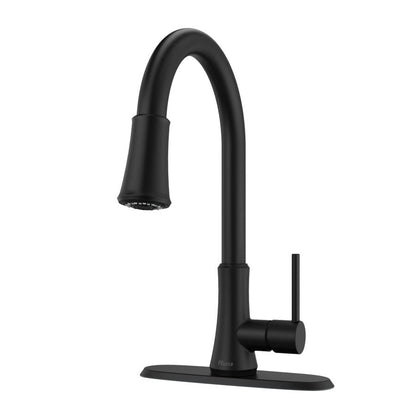 Pfirst Series™ Kitchen Faucet, Deck Mount, 1 Lever Handle, 1 or 3-Hole, Matte Black