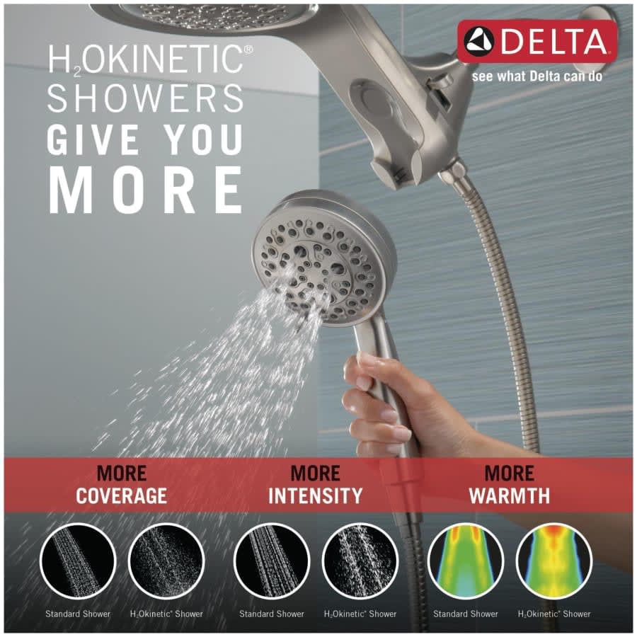 Universal Showering Round 2.5 GPM Multi Function 2-in1 In2ition Shower Head and Hand Shower with Touch Clean, H2Okinetic and MagnaTite Technology