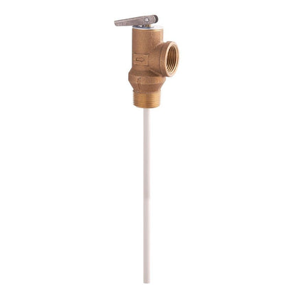 Temperature & Pressure Relief Valve, 3/4 in, MNPT x FNPT, Brass