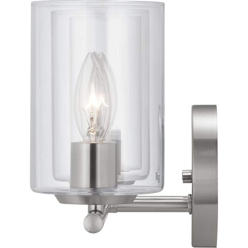 Champlain 22.375 in. 3-Light Brushed Nickel Modern Bathroom Vanity Light with Clear Glass Shades