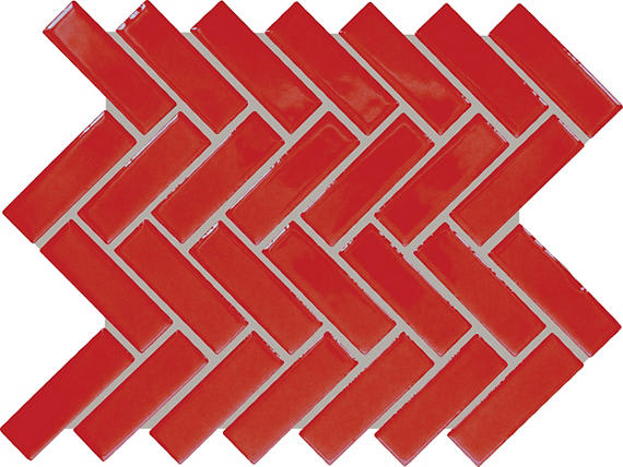Color Wheel Mosaic Currant Herringbone 1X3 Glossy