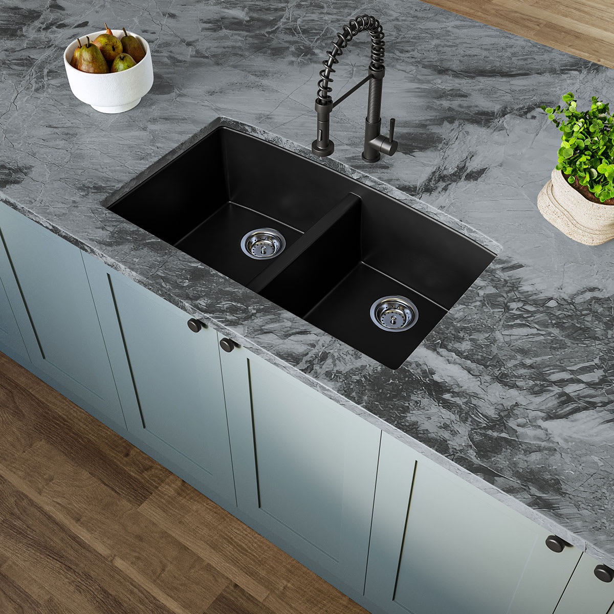 Black Quartz Double Bowl 50/50-3219