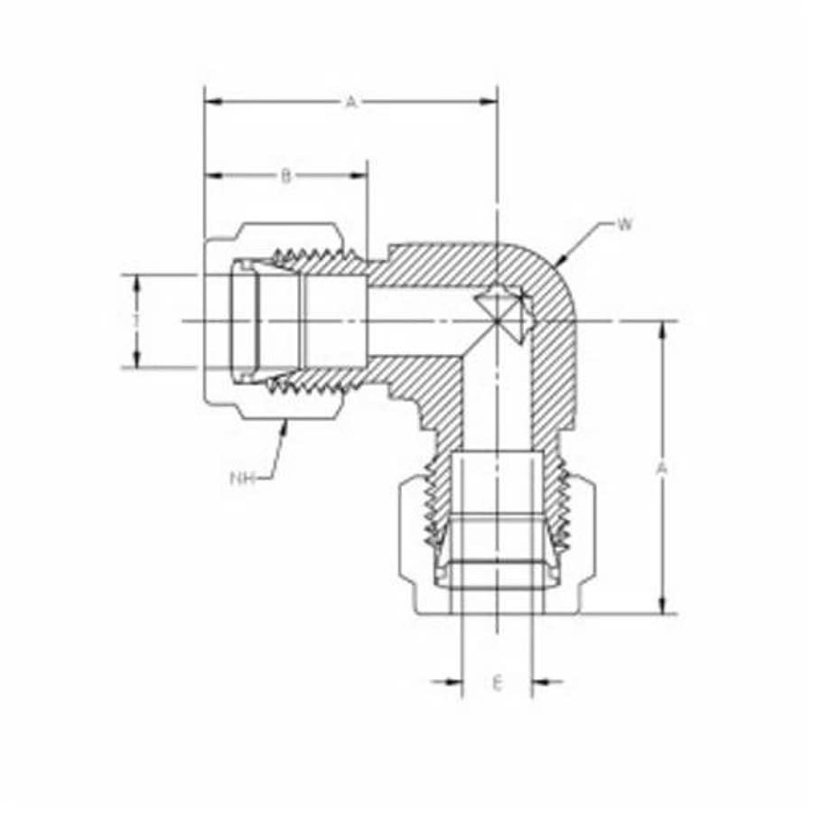 CBC-Lok® DELU 90 deg Double Ferrule Union Elbow, 5/8 in, Tube, Brass