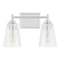 Wakefield 15 in. 2-Light Chrome Modern Vanity with Clear Glass Shades