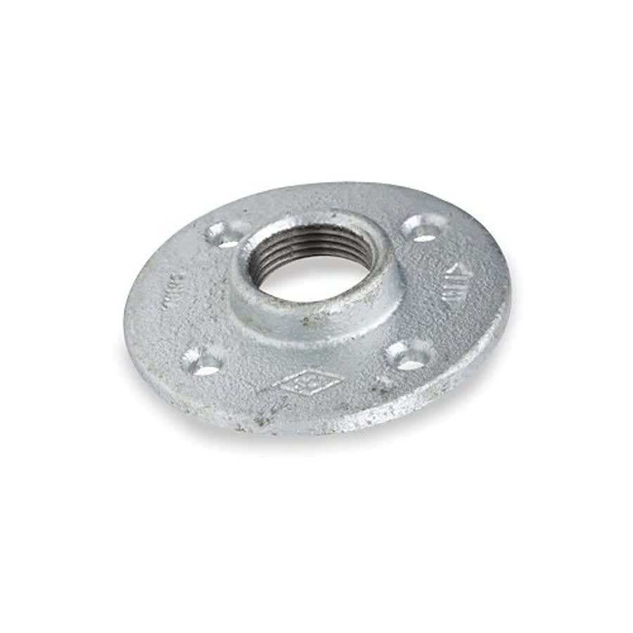 Floor Flange, 2-1/2 in, FNPT, 6-3/4 in OD, 4 Bolt Holes, 125 lb, Malleable Steel