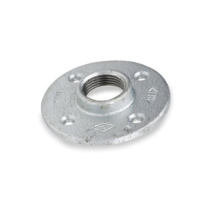 Floor Flange, 2-1/2 in, FNPT, 6-3/4 in OD, 4 Bolt Holes, 125 lb, Malleable Steel