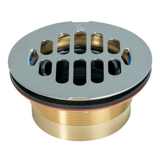 Shower Drain With Strainer, Snap-In Grate, 2 in, Sure Fit, Brass Drain, Stainless Steel