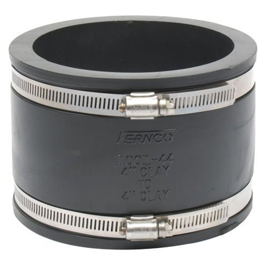 Transition Coupling, 4 in, Clay x Clay, Flexible PVC