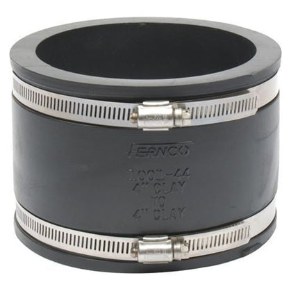 Transition Coupling, 4 in, Clay x Clay, Flexible PVC