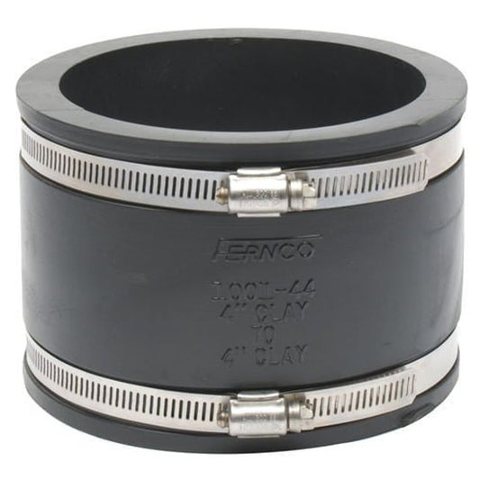 Transition Coupling, 4 in, Clay x Clay, Flexible PVC