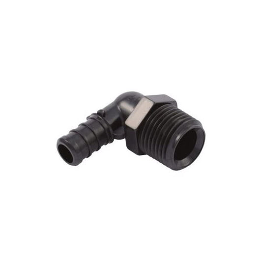 90 deg Elbow, 1/2 in, Crimp PEX x MNPT, Poly