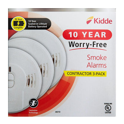 10 Year Worry-Free Smoke Detector, Lithium Battery Powered, Smoke Alarm, 3-Pack