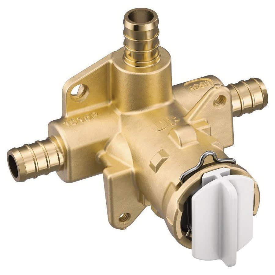 Posi-Temp® M-Pact® Pressure Balancing Valve, 1/2 in, Crimp Ring PEX Inlet x 1/2 in, Crimp Ring PEX Outlet, Brass Body